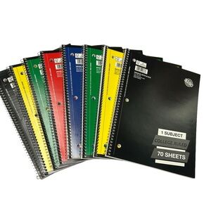 8 Assorted Spiral Notebooks - 1 Subject, 70 Sheets